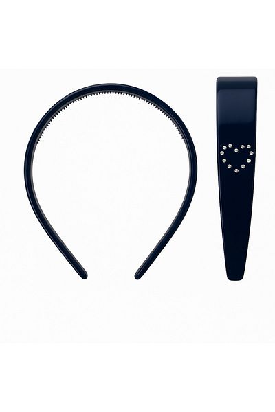 Roberta Lorenz Crystal Stone Heart Detailed Navy Blue Crown / High Quality / Standard Size