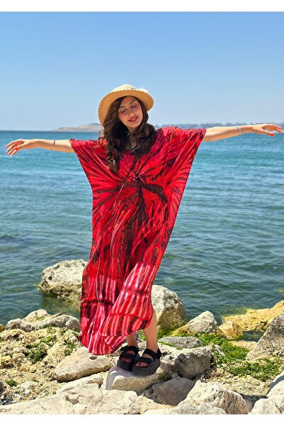 Gönülden Tasarım Long Poncho Ethnic Women's Dress with Patterned Wings
