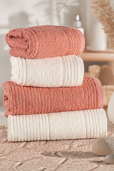 Isessia Sera 4-Piece Bath Towel Set Turkish Bath Set 100% Cotton