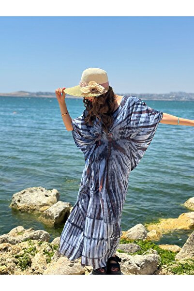 Gönülden Tasarım Long Poncho Ethnic Women's Dress with Patterned Wings