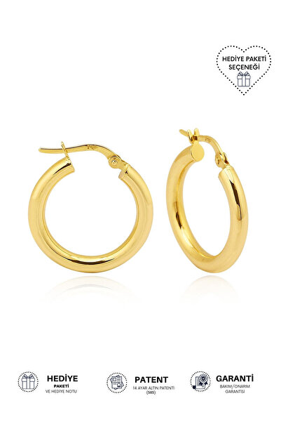 Altınkesesi 14 Ayar Altın Bombeli Halka Küpe Çap 2 Cm