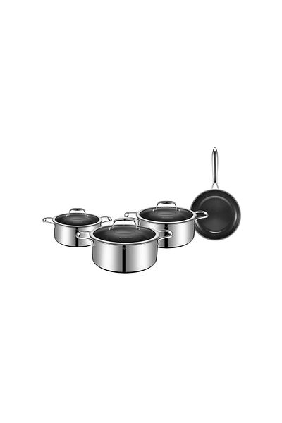 Cookcell Stainless Steel Cookware Set With Glass Lid. 7 Pieces.