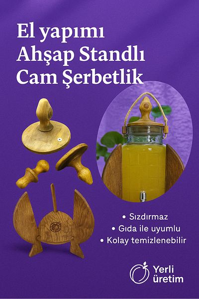 Mor Kayısı Stand Faucet Glass Sherbet-Damakana-Sebi̇L 6Lt