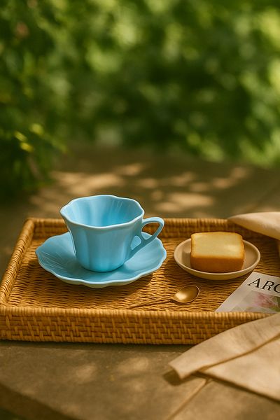 MİNOLE HOME Elegant Floral Patterned Coffee Cup with Plate