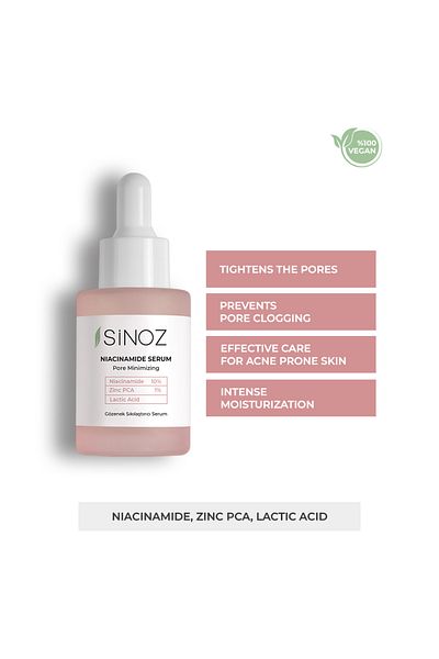 SİNOZ Ser anti-acnee pentru echilibrarea sebumului pentru fermitatea porilor Niacinamidă 10% + Zinc Pca 1% 30 Ml