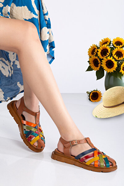 Women's Genuine Leather Buckle Cage Casual Sandals SNN1002