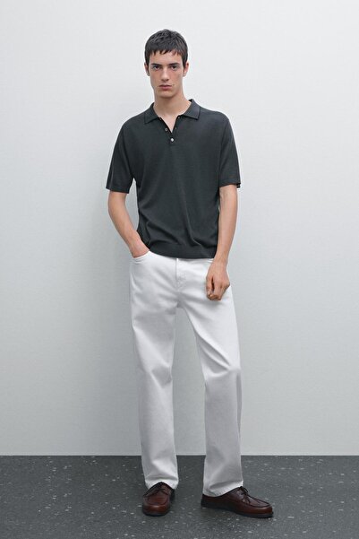 Massimo Dutti Renkli yaka detaylı triko polo t-shirt