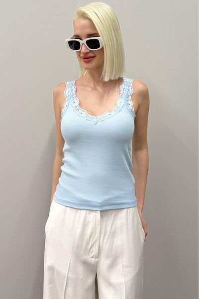 Seeh Blue Lace Basic Women's Undershirt Sh251