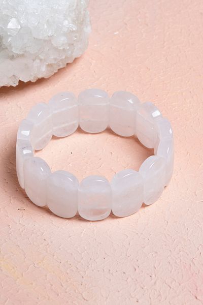 OSMANLI DOĞAL TAŞ Certified Crystal Quartz Wide Cut Natural Stone Bracelet