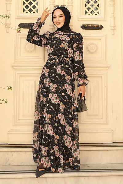 Neva Style Φόρεμα Hijab με μοτίβο λουλουδιών 29711s