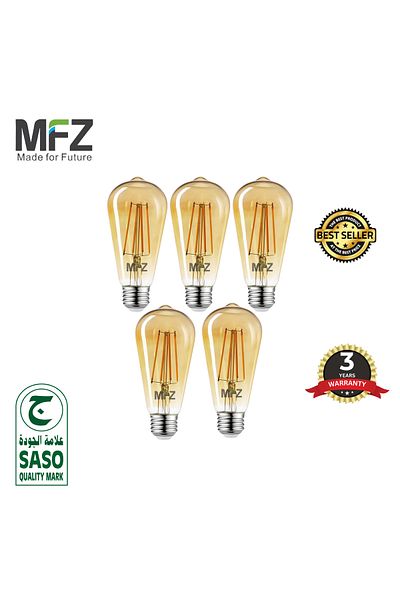MFZ Vintage LED Filament Bulbs – 8W, 2700K Warm White, AC220-240V – Set of 5 Pieces