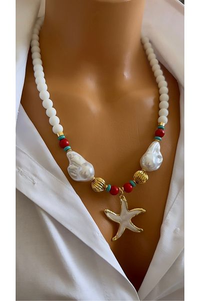 Nevaa Still Glass Bead Design Summer Necklace
