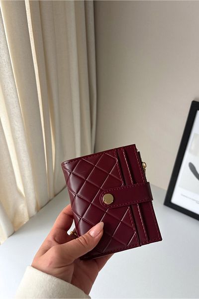 Yuka Atelier Ruby Medium Quilted Detailed Faux Leather Wallet