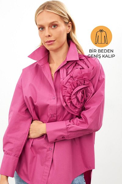 Setre Oversize košile s dlouhým rukávem Dusty Rose Rose