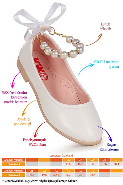 Kiko Kids Balerina pentru fete din piele lacuita cu perla elastica