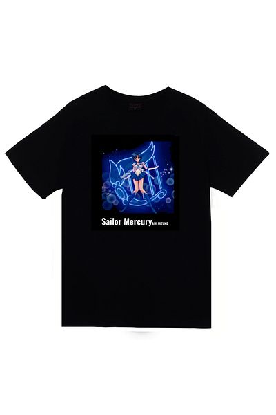fame-stoned Tricou negru unisex 100% bumbac cu imprimeu Sailor Moon Anime