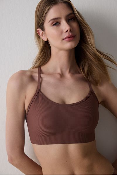 Penti Ribbed Micro Bonding Καφέ Μπλούζα
