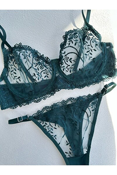 dem merys Σετ Πράσινο Σουτιέν Plus Size C cup