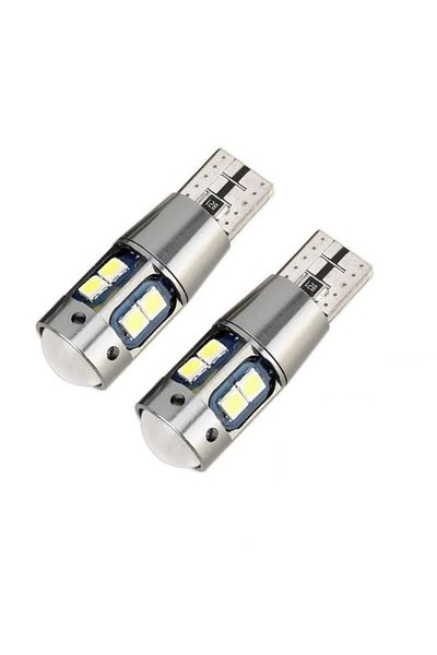 divendi-ro Set de 2 becuri LED auto pentru poziție, T10 w5w, cu 10 LED-uri, Canbus, 6000K, alb