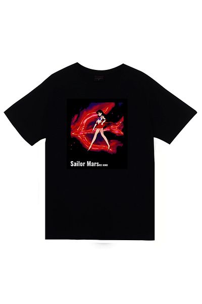 fame-stoned تي شيرت أسود مطبوع للجنسين من Sailor Moon Anime مصنوع من القطن بنسبة 100%