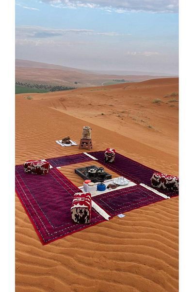 Segadty A sadu mat from my carpet, with a traditional design inspired by sadu patterns, a practical travel mat for the desert and camping
