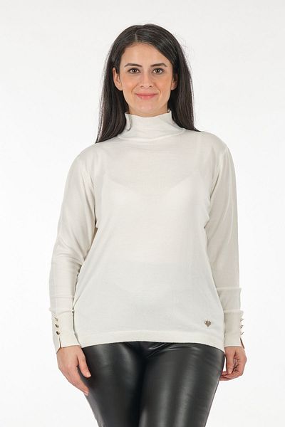Vedi -bb Turtleneck Large Size Ecru Women's Knitwear2322007