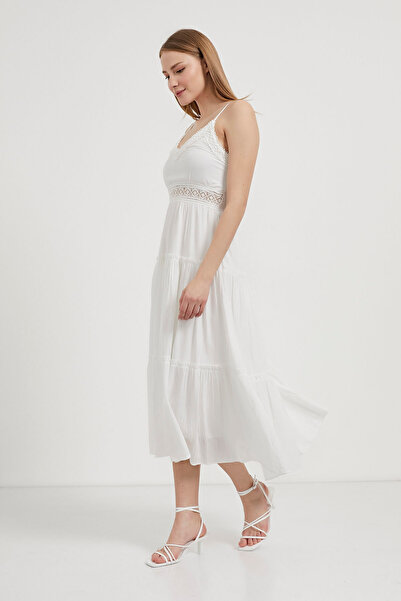 Arma Life Γυναικείο Μακρύ Λευκό Φόρεμα με Ρυθμιζόμενο λουράκι