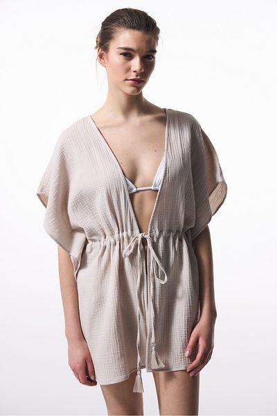 Penti Stone Color Jambo Muslin V-Neck Mini Oversize Kaftan