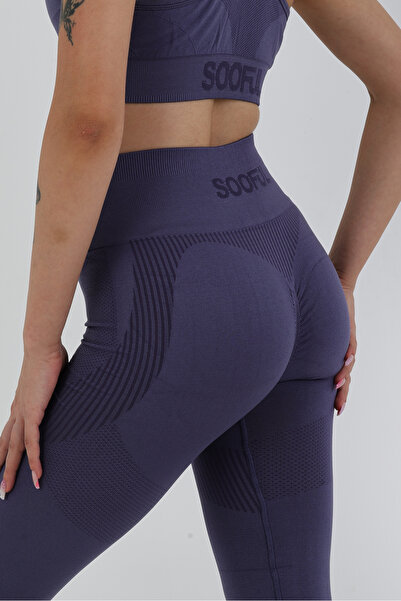 sooful Yüksek Bel Seamless Toparlayıcı Spor Tayt – Skipper Blue | Push-Up Etk...