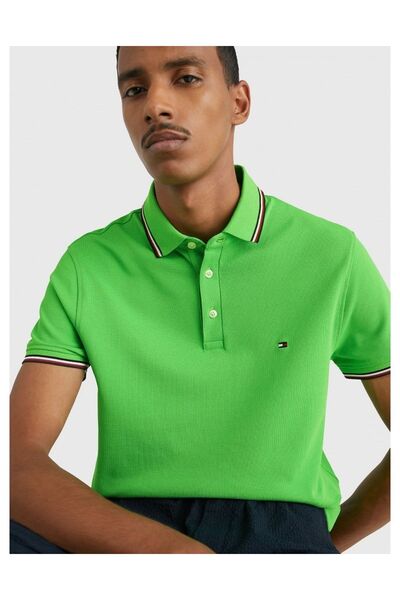 Tommy Hilfiger Erkek Dokuma Polo Yaka Kısa Kol T-Shirt