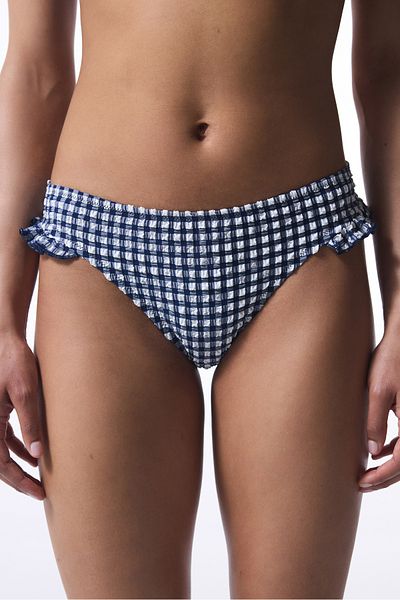 Penti Texas Navy Gingham Rüschen Slip Bikini Bottom