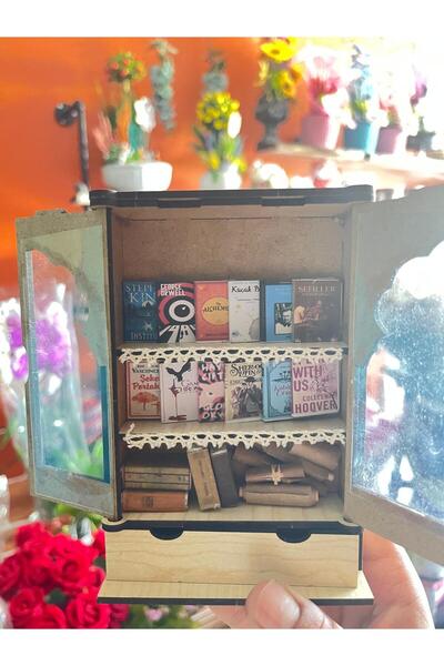 Home Ahşap Minyatür Kitaplık (Yeni Model) 15x10 Özel Kutusuyla