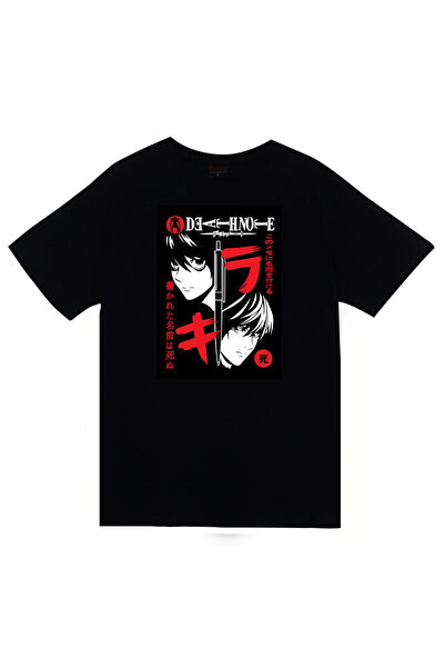fame-stoned Death Note Anime Printed Unisex 100% βαμβακερό μαύρο μπλουζάκι