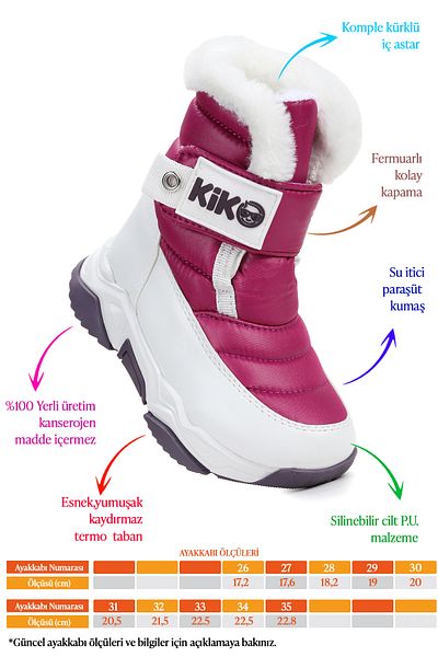 Kiko Kids Magic Velcro Girls Snow Boots