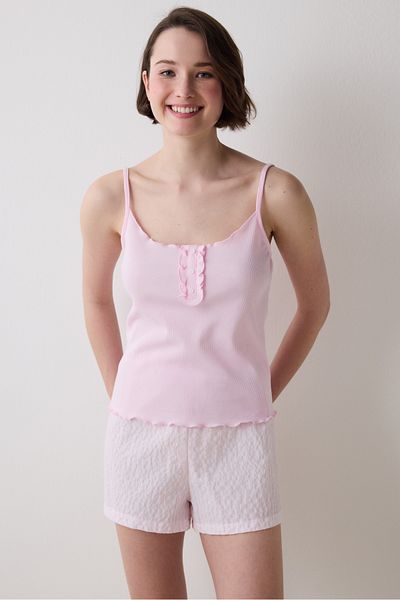 Penti Josie Gestreiftes rosa Shorts-Pyjama-Set