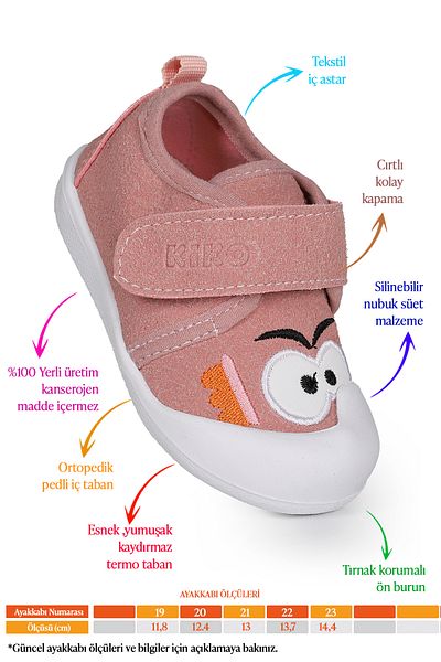 Kiko Kids First Step Slippers with Cookie Velcro for Baby Girl