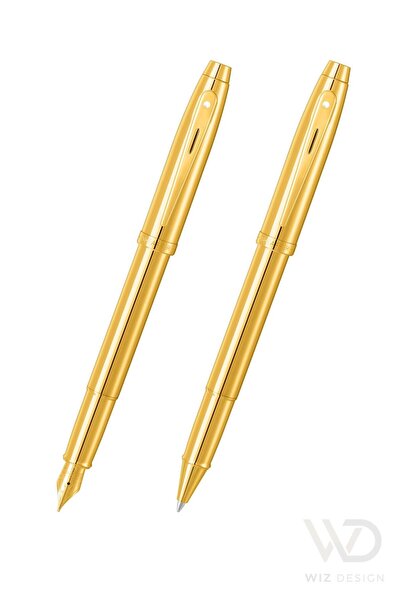 Sheaffer Wizdesign 100 Series Fountain Pen + Roller Pen Gold Set with Special Gift Box