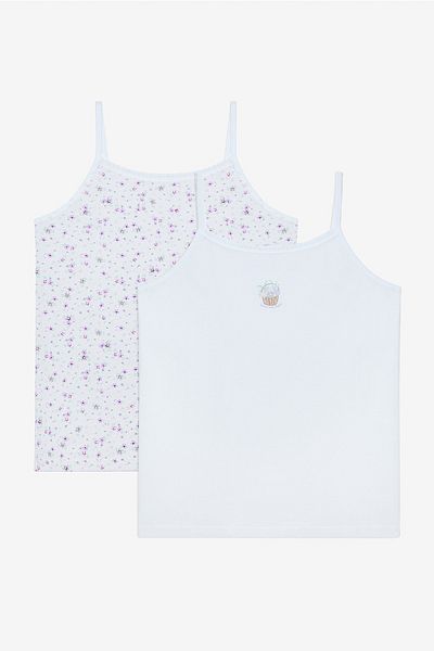 Penti Girl's Spring Flower Optical White 2-Piece Tank Top