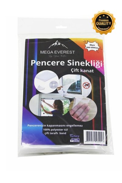 Mega Everest Plasa de protecție pentru fereastră cu două aripi (100% tul din poliester) și bandă dublă adezivă ca cadou