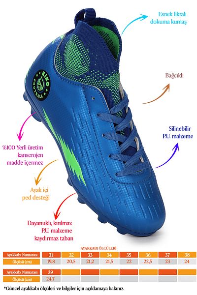 Kiko Kids Pantofi de fotbal pentru băieți Tusa Fkp High Top Cleats Turf Field