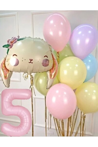 SİNDA Çiçekli Sevimli Tavşan Doğum Günü Konsepti - Makaron Balon Ve Folyo Bak...