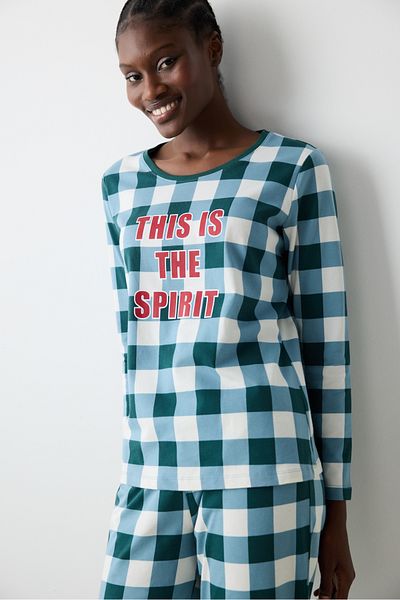 Penti Σετ πιτζάμα παντελόνι Gingham Dark Green