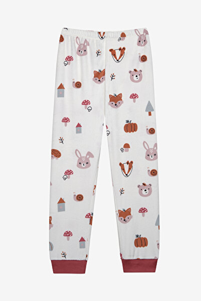 Penti Kız Çocuk Animals Kırık Beyaz Pijama Takımı