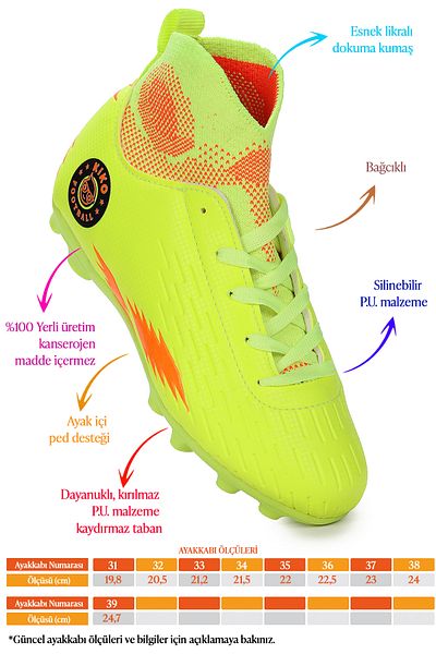 Kiko Kids Pantofi de fotbal pentru băieți Tusa Fkp High Top Cleats Turf Field