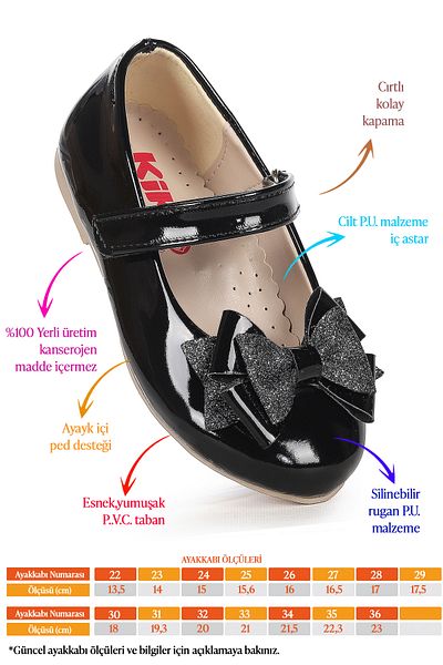 Kiko Kids Velcro Sand Glitter Bow Girls Ballerina Shoes Aegean 202 Patent Leather