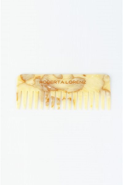 Roberta Lorenz Women's Beige Brown Marble Patterned Pearlescent Wide Tooth Comb/ Portable/ 15 Acetate Material
