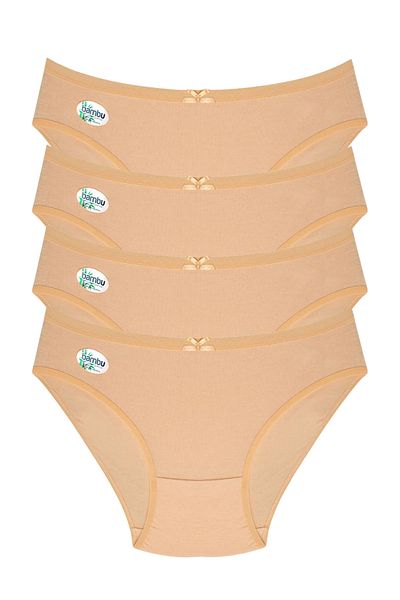 BUTİK1AVM Women's Bamboo Panties Large Size High Waist 100% Bamboo Ultra Stretchy Soft Textured 4 Units