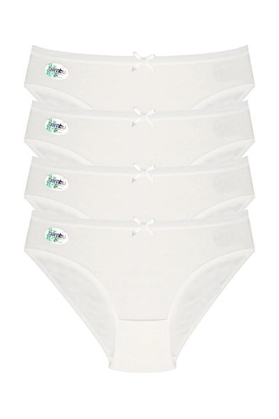 BUTİK1AVM Women's Bamboo Panties Large Size High Waist 100% Bamboo Ultra Stretchy Soft Textured 4 Units
