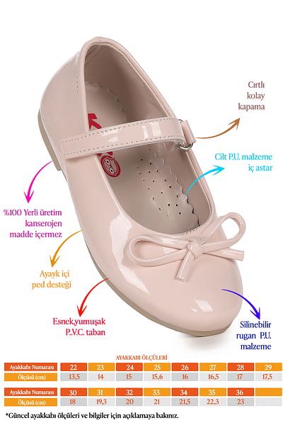 Kiko Kids Balerina pentru fete cu fundă și velcro din piele lacuită