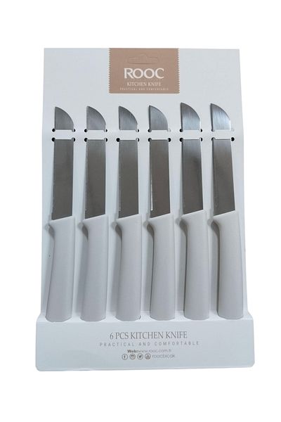 Rooc 6-Piece Kitchen Knife Set, Ultra Sharp, Cream